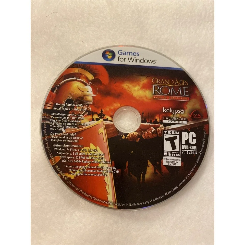 Kalypso Grand Ages Rome Gold Edition PC Windows DVD Strategy Game Disc Only